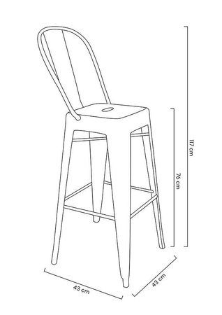 Krzesło barowe TOWER BIG BACK 76 (Paris) czarne
