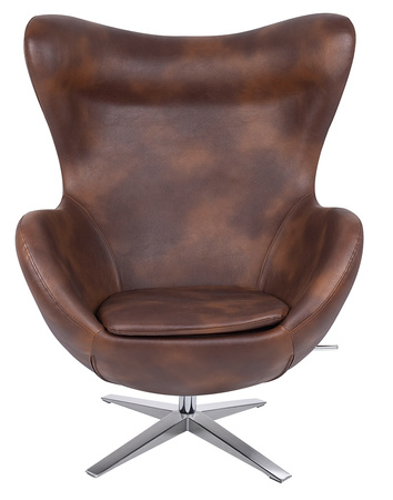 Fotel EGG SZEROKI PU brąz vintage koniak - podstawa stal