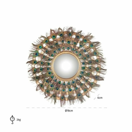 RICHMOND lustro ścienne MACYNN z piórami - złote