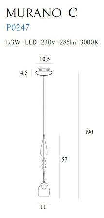 MAXLIGHT P0247 LAMPA WISZĄCA MURANO C