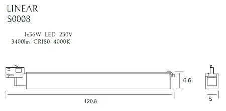 MAXLIGHT S0008 LAMPA DO SZYNOPRZEWODU LINEAR TRACK BLACK 36W 4000K