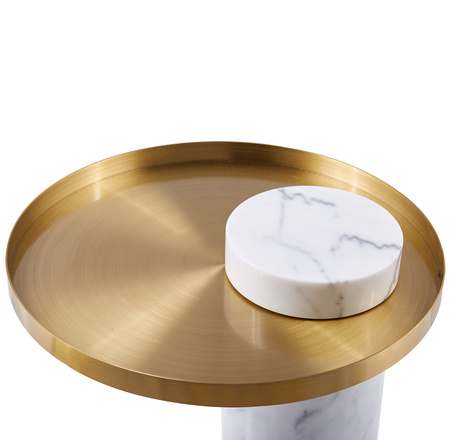 Stolik kawowy COLUMN marmurowy biało złoty 55 cm