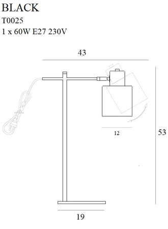 MAXLIGHT T0025 LAMPA BIURKOWA BLACK