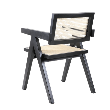 Krzesło BOHO drewniane w kolorze czarnym z podłokietnikami