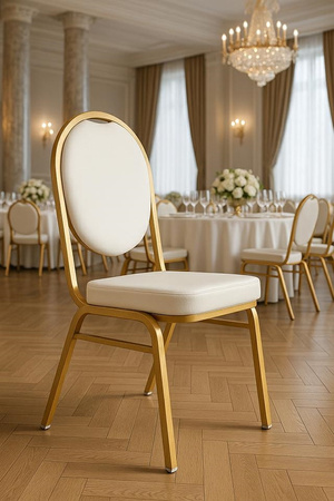 Krzesło bankietowe / konferencyjne HESTIA białe / złote