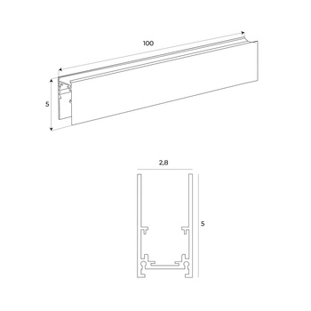 MAXLIGHT MT0001 SZYNA MAGNETYCZNA GŁĘBOKA, NATYNKOWA, 1 METR, CZARNA