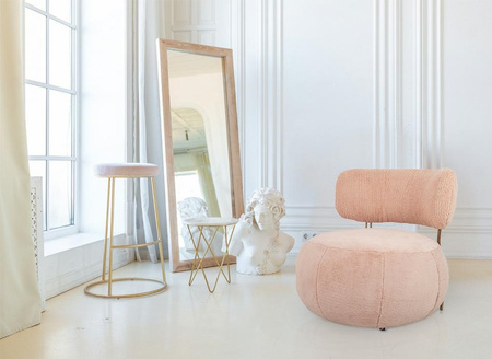 Fotel LOW TEDDY PINK różowy - stal