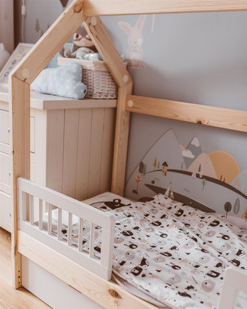 MISIE pościel z wypełnieniem i poduszką płaską (duży wzór - panel)