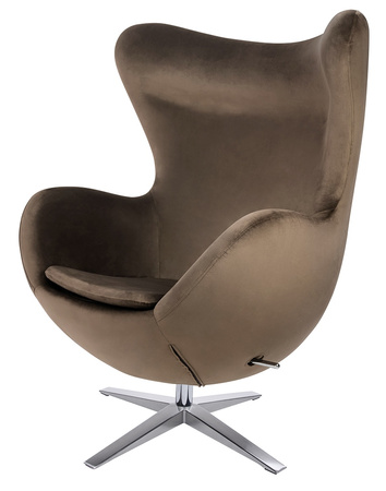 Fotel EGG SZEROKI VELVET ciemny brąz.81  - welur, podstawa stal