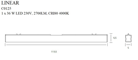 MAXLIGHT C0125 LAMPA SUFITOWA LINEAR WHITE 36W 4000K