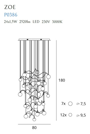MAXLIGHT P0386 LAMPA WISZĄCA ZOE 24x1,5W CHROMOWA