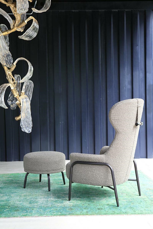 Fotel TEDDY GRAND z podnóżkiem ciemny brązowy - stal