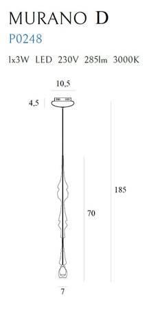 MAXLIGHT P0248 LAMPA WISZĄCA MURANO D