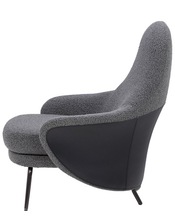 Fotel LOBBY TEDDY szary - stal, opal