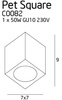 MAXLIGHT C0082 LAMPA SUFITOWA PET SQUARE BIAŁA, GU10