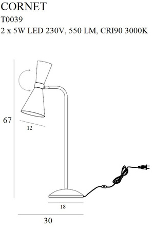 MAXLIGHT T0039 LAMPA STOŁOWA CORNET LED