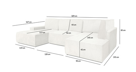 Narożnik PILLOW C2 120 z funkcją spania - I grupa tkanin