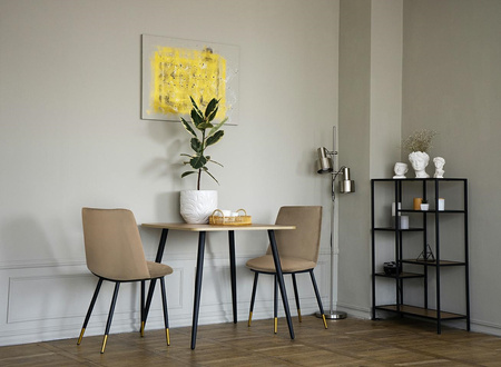 Krzesło DIEGO khaki / beżowe - welur, podstawa czarno złota