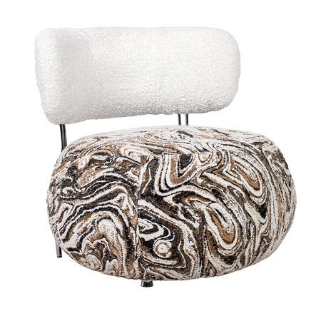 Fotel LOW TEDDY beżowy melanż - stal