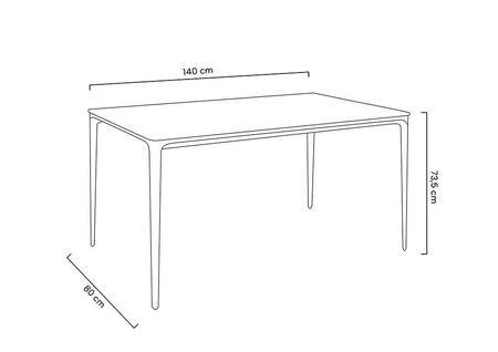 Stół SLIM 140x80 biały, czarny - ceramiczny marmur, aluminium