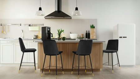 Krzesło barowe DIEGO 65 ciemny szary - welur, podstawa czarno złota