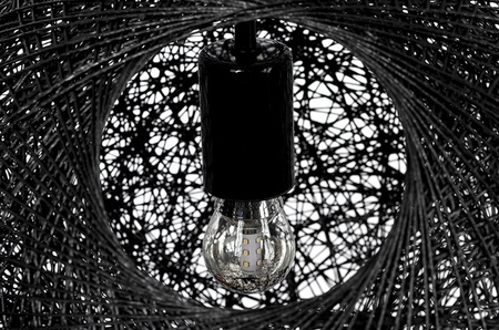 Lampa wisząca LUNA 40 czarna - sznurek konopny