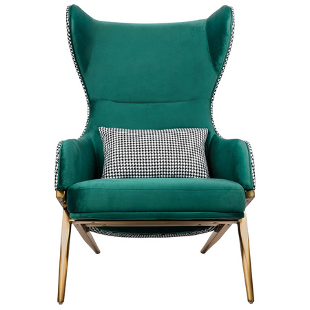 Fotel HAMPTON VELVET ciemny zielony - welur, metal