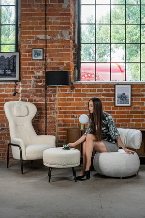 Fotel LOW TEDDY biały - stal