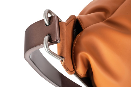 Fotel ARNI LOW z podnóżkiem pomarańczowy - ekoskóra, miedz