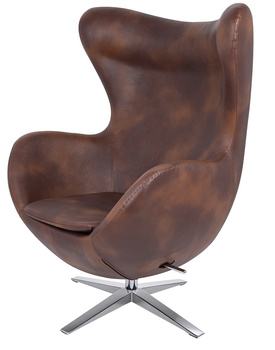Fotel EGG SZEROKI PU brąz vintage koniak - podstawa stal
