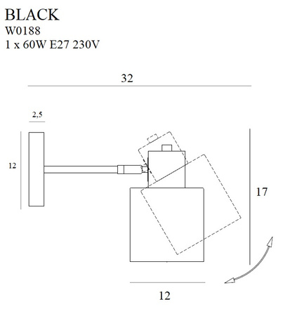 MAXLIGHT W0188 KINKIET BLACK