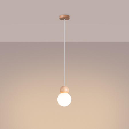 Lampa wisząca PEKKA 1 biała/naturalne drewno