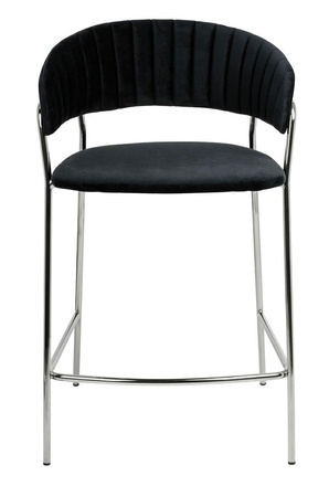 Krzesło barowe MARGO 65 czarny - welur, podstawa chromowana