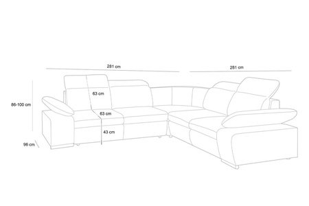 Narożnik CONTINENTAL M z funkcją spania - II grupa tkanin
