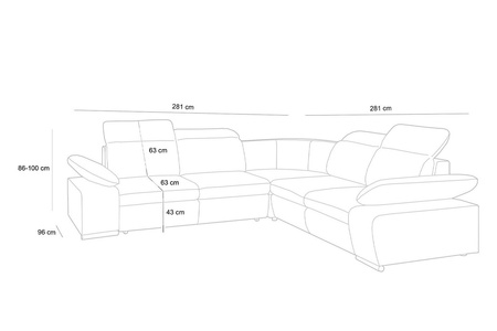 Narożnik CONTINENTAL M z funkcją spania - II grupa tkanin