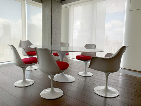 Stół TULIP ELLIPSE MARBLE ARABESCATO 200 biały - marmur, metal