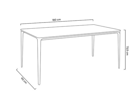 Stół SLIM 180x90 czarny - ceramiczny marmur, aluminium