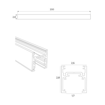 MAXLIGHT MT0012 SZYNA MAGNETYCZNA PŁYTKA, NATYNKOWA, 2 METRY, CZARNA