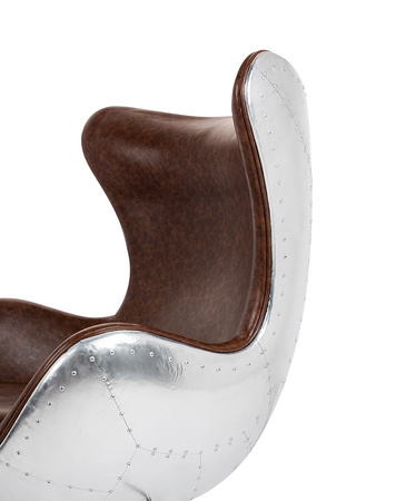 Fotel EGG AVIATOR PU brązowy - ekoskóra, metal