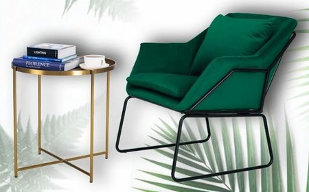 Fotel welurowy FLUENCE ciemna zieleń