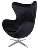 Fotel EGG SZEROKI VELVET czarny.50 - welur, podstawa stal