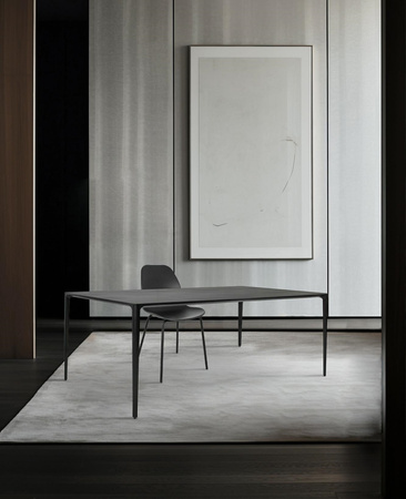 Stół SLIM 140x80 czarny - ceramiczny marmur, aluminium