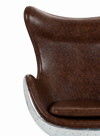 Fotel EGG AVIATOR PU brązowy - ekoskóra, metal