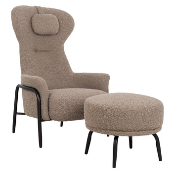 Fotel TEDDY GRAND z podnóżkiem ciemny brązowy - stal