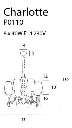 MAXLIGHT P0110 LAMPA WISZĄCA CHARLOTTE 75 cm