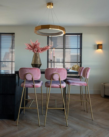 RICHMOND krzesło barowe BLUSHED VELVET różowe