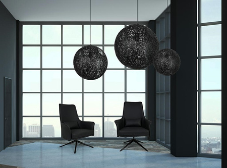 Lampa wisząca LUNA 40 czarna - sznurek konopny