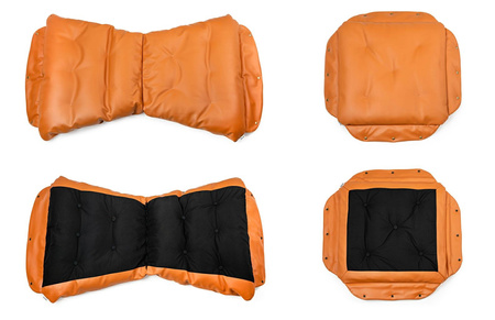 Fotel ARNI LOW z podnóżkiem pomarańczowy - ekoskóra, miedz