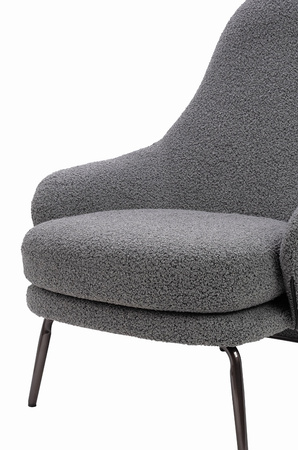 Fotel LOBBY TEDDY szary - stal, opal