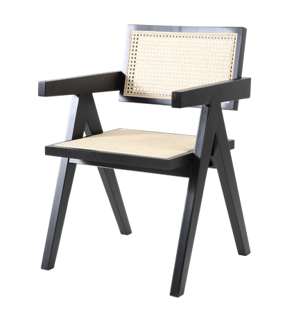 Krzesło BOHO drewniane w kolorze czarnym z podłokietnikami